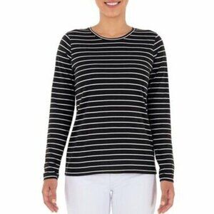 Caslon Women's Round NeckNeck Striped Long Sleeve Shirt - S